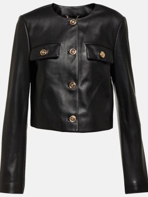 Usnjena jakna Versace črna