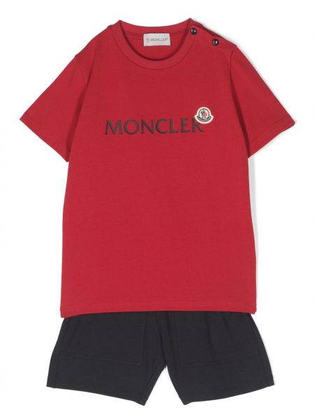 Pantaloncini con stampa Moncler Enfant rosso