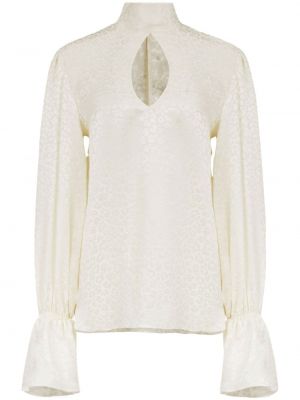 Сатенена блуза с принт с леопардов принт Nina Ricci бяло