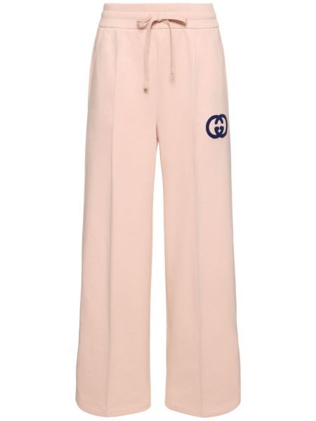 Βαμβακερό παντελόνι joggers από ζέρσεϋ Gucci ροζ