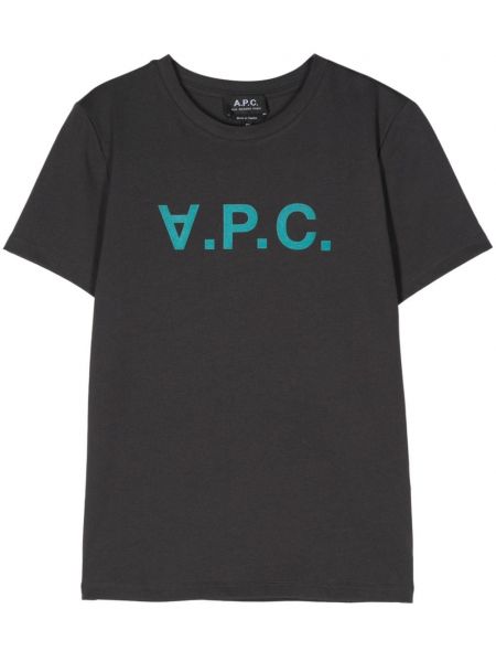 Kokvilnas t-krekls ar apdruku A.p.c. pelēks