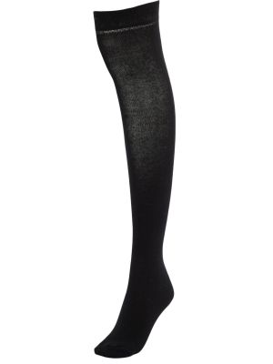 Pletene nogavice iz rebrastega žameta Trendyol črna