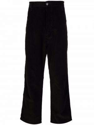 Ravne hlače iz rebrastega žameta Ami Paris črna