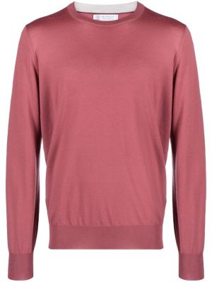 Kašmira vilnas džemperis ar apaļu kakla izgriezumu Brunello Cucinelli rozā