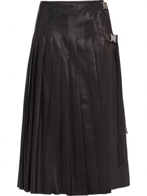 Plisované kožená sukně Prada černé