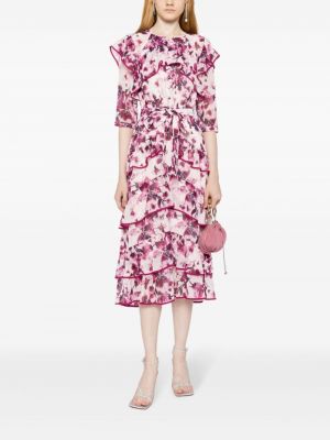 Sukienka z falbankami w abstrakcyjne wzory Marchesa Rosa