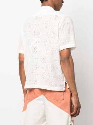Nėriniuota gėlėta siuvinėta marškiniai Rhude balta