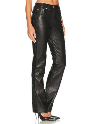 Pantaloni di pelle con tasche Helmut Lang nero