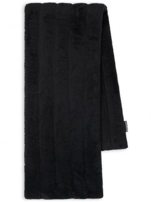 Dygsniuotas dryžuotas šalikas su kailiu Balenciaga juoda