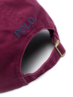 Jedwabna haftowana czapka z daszkiem wełniana Polo Ralph Lauren czerwona