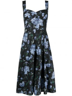 Pamučna midi haljina s cvjetnim printom s printom Marchesa Rosa
