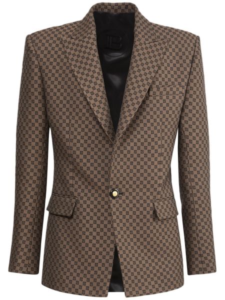 Blazer i bomull Balmain brun