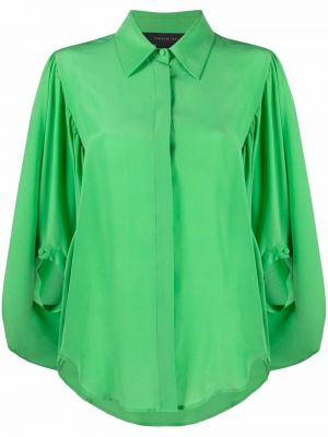 Svilena bluza z draperijo Federica Tosi zelena