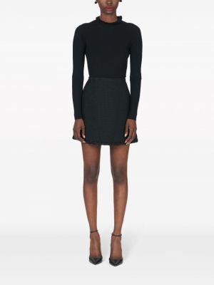 Tweed minirock mit stickerei Carolina Herrera schwarz