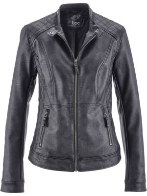 Стеганая куртка из искусственной кожи Bpc Bonprix Collection черная