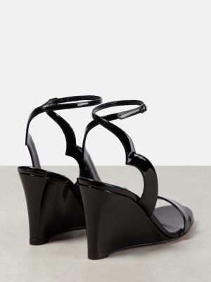 Lakované kožené sandály na klínovém podpatku Christian Louboutin černé