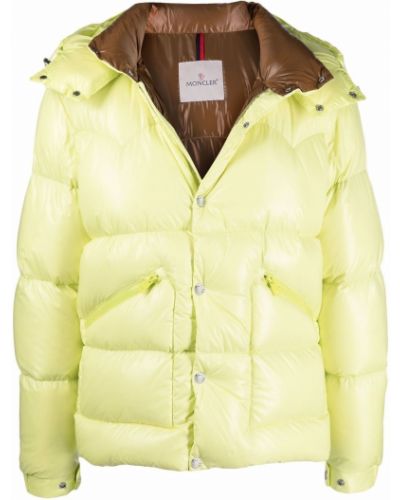 Chaqueta de plumas con capucha Moncler amarillo