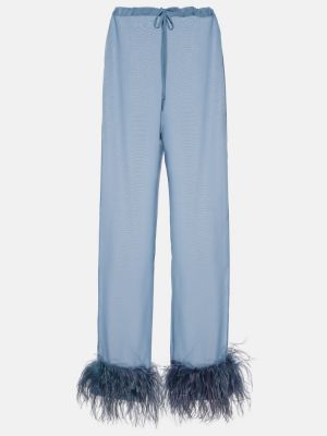 Rovné kalhoty z peří relaxed fit Oseree modré