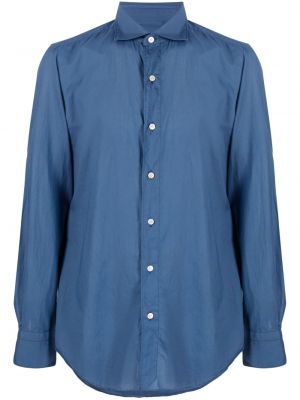 Копринена риза Finamore 1925 Napoli синьо