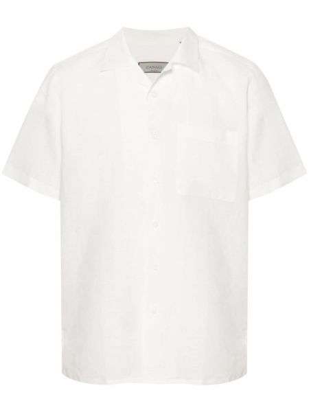 Lněná košile Canali bílá