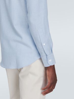Camisa de cachemir de algodón con estampado de cachemira Thom Sweeney azul