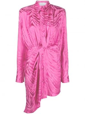 Asymetrické žakárové mini šaty se zebřím vzorem Giuseppe Di Morabito růžové