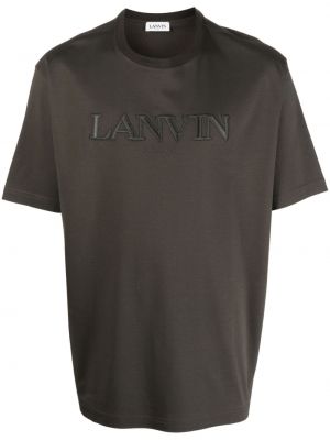 Kokvilnas t-krekls ar izšuvumiem Lanvin zaļš