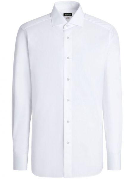 Риза с десен рибена кост Zegna бяло
