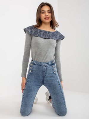 Jeansy skinny na guziki slim fit Fashionhunters niebieskie