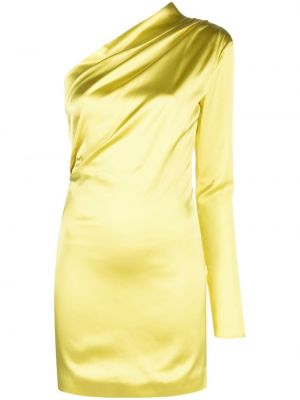 Viskózové saténové koktejlové šaty s dlouhými rukávy Gauge81 - žlutá