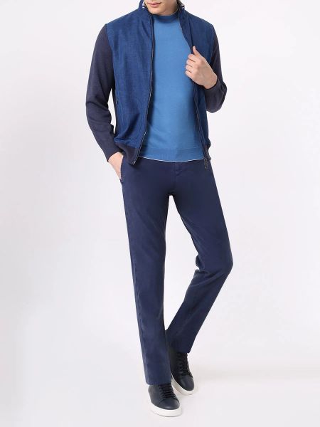 Однотонные прямые брюки Canali синие
