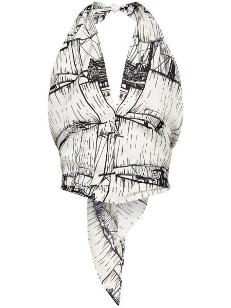 Top de mătase cu imagine cu imprimeu abstract Ferragamo