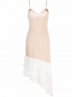 Čipkované asymetrické šaty Vetements biela