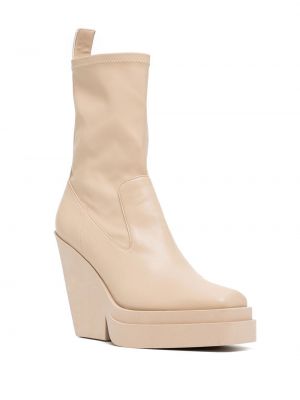Ankle boots na obcasie Giaborghini beżowe