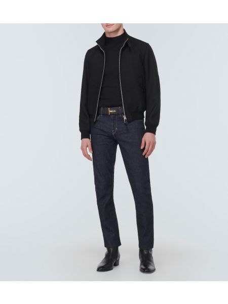 Мохеровый шелковый шерстяной пиджак Tom Ford черный