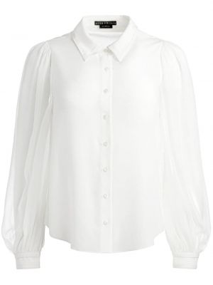 Пухена копринена риза Alice + Olivia бяло