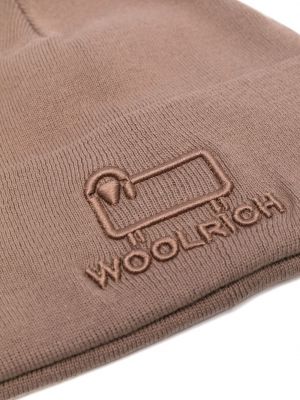 Bavlněný vlněný čepice s výšivkou Woolrich hnědý