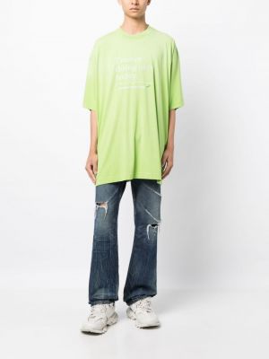 Bavlněné tričko s potiskem Vetements zelené
