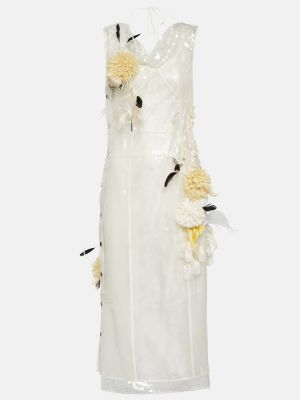 Копринена миди рокля Xu Zhi бяло