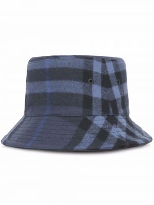 Kostkovaný kašmírový vlněný klobouk Burberry modrý