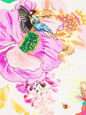Raštuotas gėlėtas šilkinis šalikas Camilla rožinė