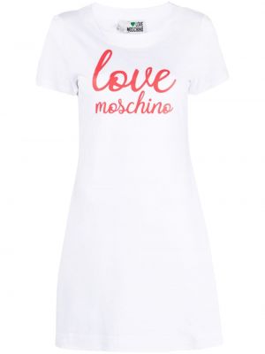Βαμβακερή φόρεμα με σχέδιο Love Moschino λευκό