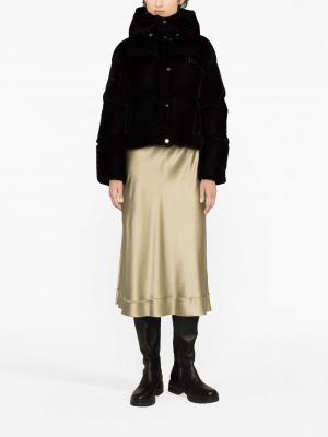 Sametová péřová bunda s kapucí Elisabetta Franchi černá