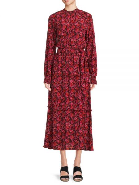 Длинное платье в цветочек с принтом Derek Lam 10 Crosby красное