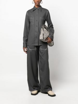Vlněné kalhoty relaxed fit Stella Mccartney šedé