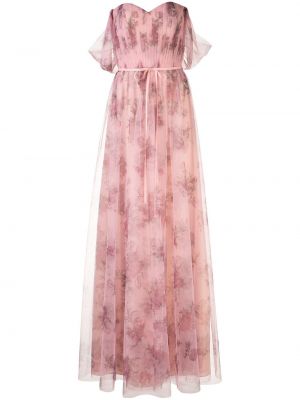 Drapert tyll lang kjole Marchesa Notte Bridesmaids rosa