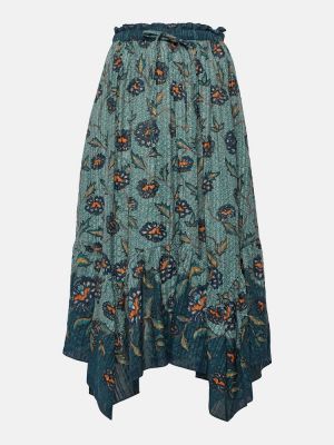Asymetrická bavlnená midi sukňa Ulla Johnson modrá