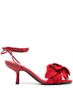 Sandale din piele cu toc cu model floral Jeffrey Campbell - roșu