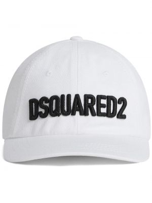 Bombažna kapa s šiltom z vezenjem Dsquared2 bela