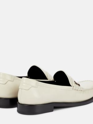 Pantofi loafer din piele Saint Laurent alb